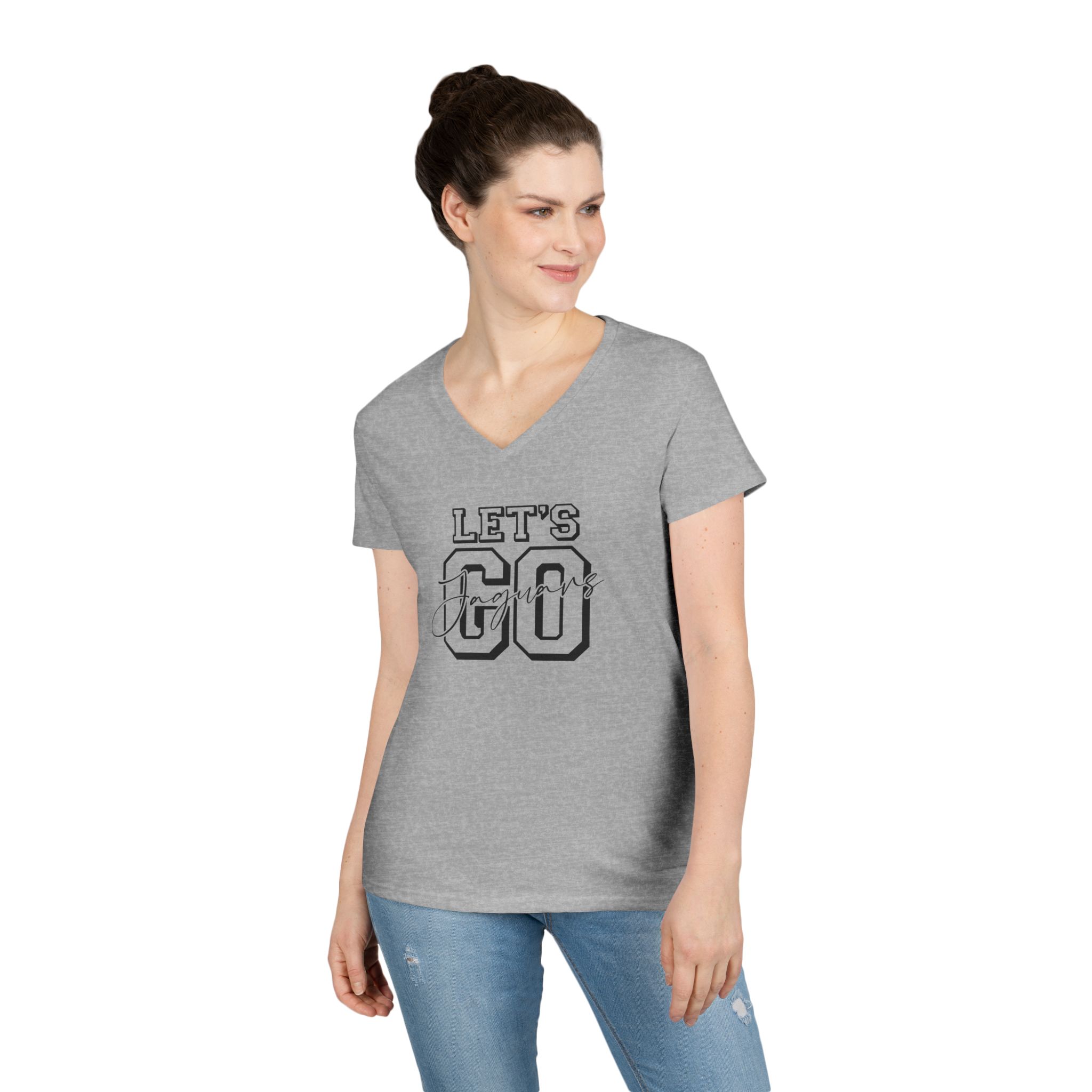 Let's Go Jaguars Ladies' V-Neck T-Shirt - Image 8