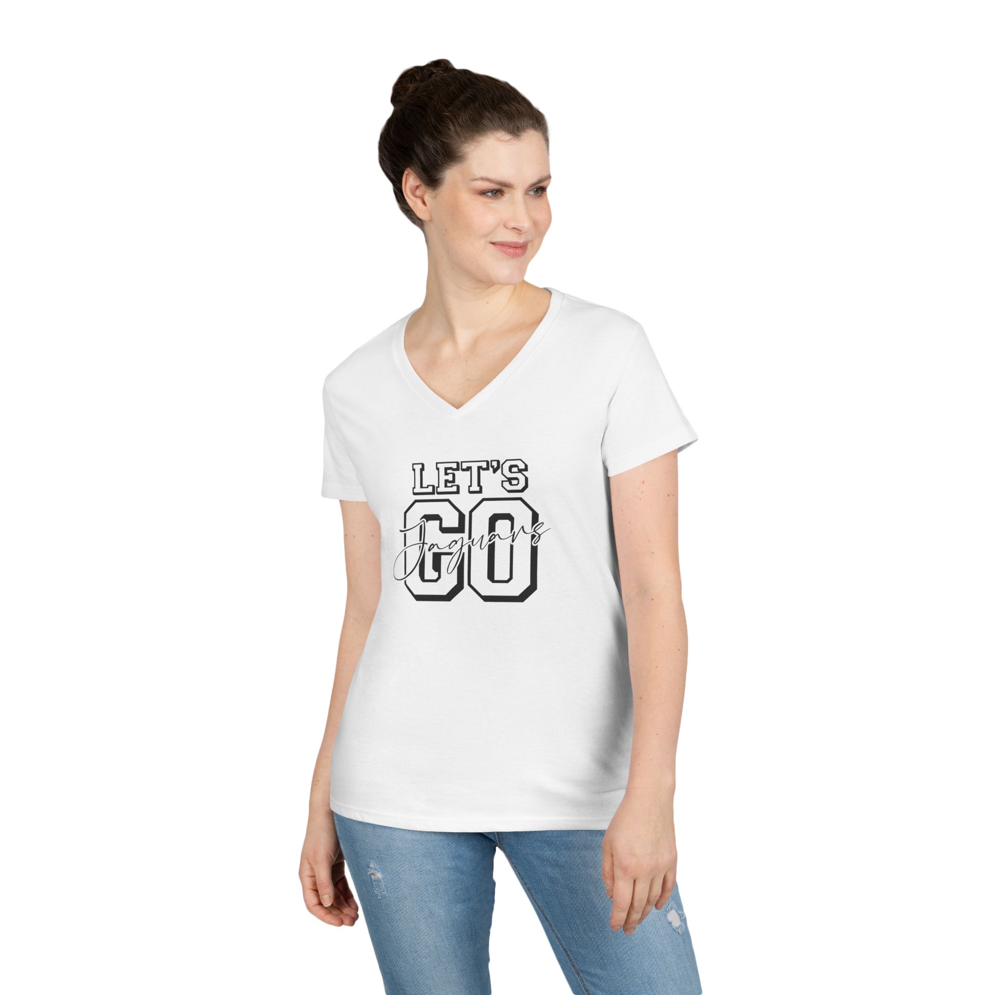 Let's Go Jaguars Ladies' V-Neck T-Shirt - Image 4