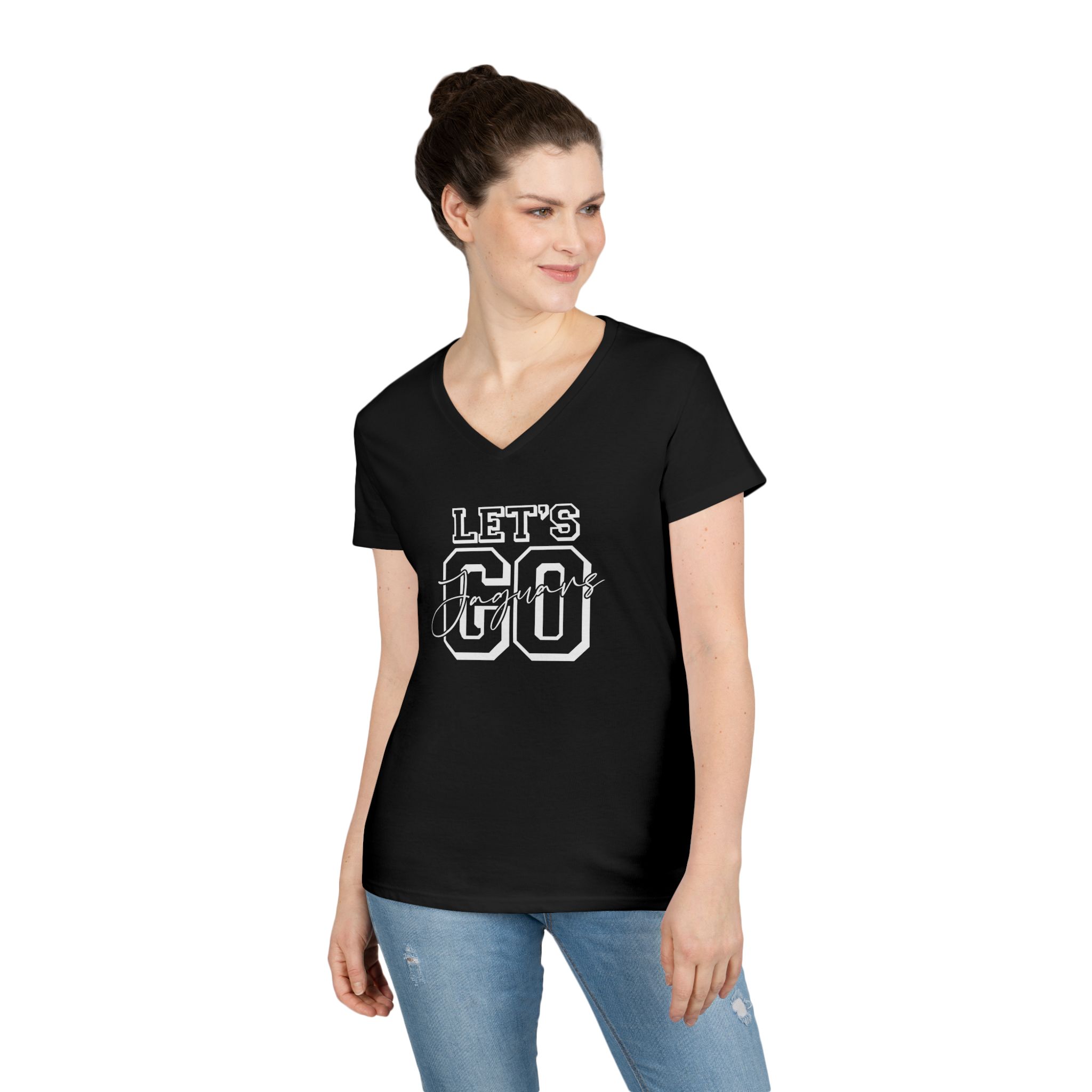 Let's Go Jaguars Ladies' V-Neck T-Shirt - Image 6